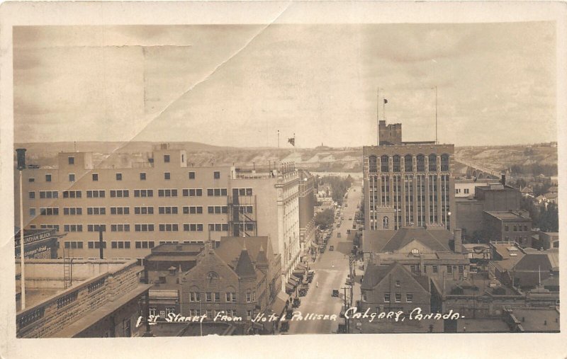 J24/ Calgary Alberta Canada RPPC Postcard c1925 1st Street Hotel Hollister 64