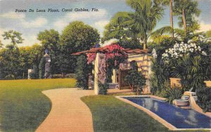 Ponce de Leon Plaza Coral Gables Florida linen postcard