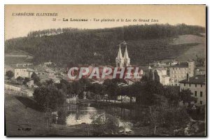 Old Postcard The Ardeche Illustree Louvesc general view and the Lake of the G...