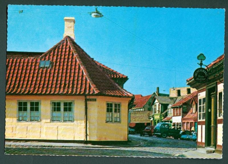 Denmark. Postcard. H.C. Andersen, House,Odense. Cars