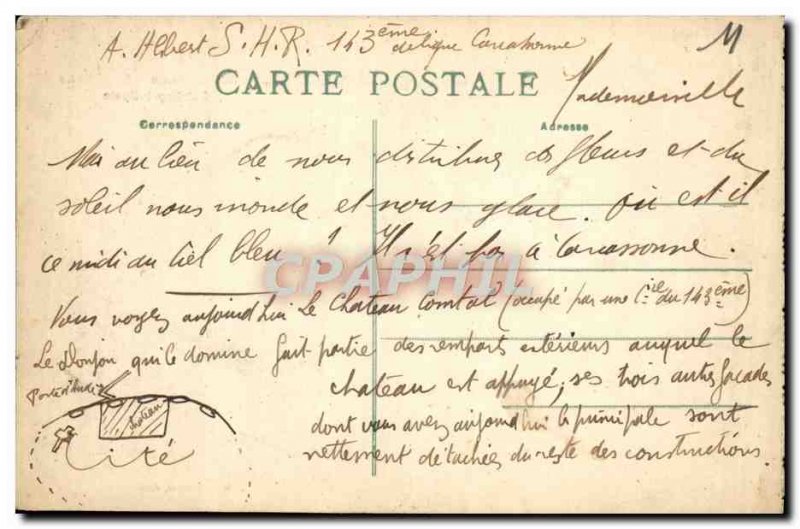 Old Postcard Cite Carcassonne castle entrance prinicipale