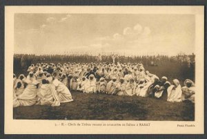 Ca 1907 PPC* NO AFRICA TRIBAL CHIEFS ENCAMPED SURROUNDED BY HORSEMEN MINT