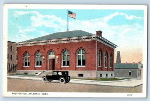 Atlantic Iowa Postcard Post Office Exterior View Building 1930 Vintage Antique