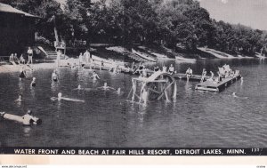 DETROIT LAKES, Minnesta, 1930-1950's; Water Front And Beach At Fair Hills Resort
