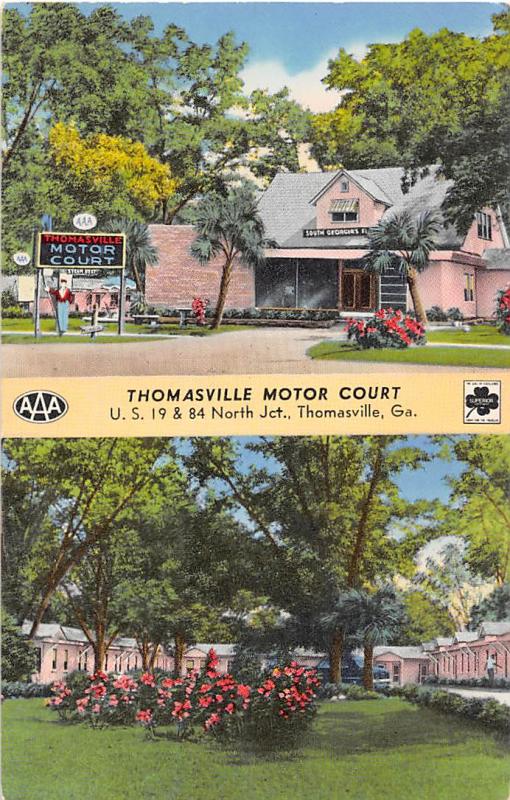 Thomasville Motor Court Motel US 19 Georgia postcard