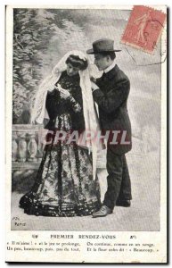 Fantasy - Couple - First Rendez Vous - it m & # 39aime? - Old Postcard