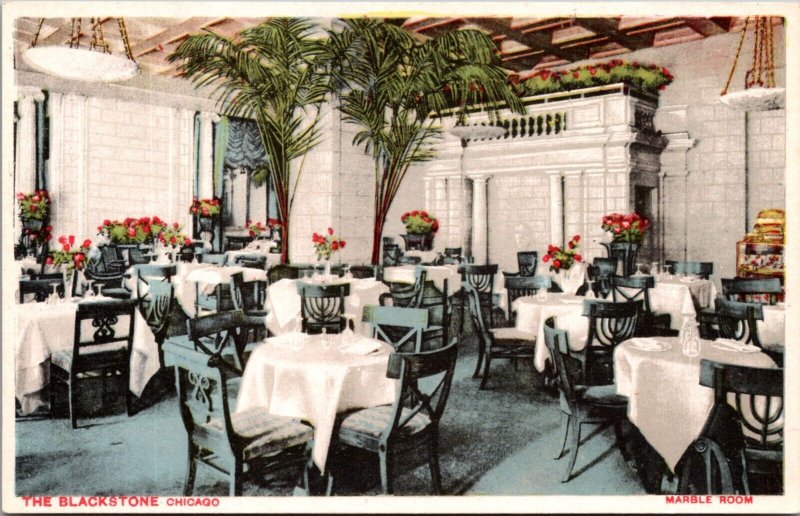 Postcard Marble Room at The Blackstone Hotel in Chicago, Illinois