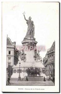 Paris Old Postcard Statue of the Republic