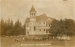 c1910 RPPC 7. Jefferson OR Public School, Marion Co. Queen Anne Victorian