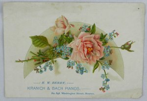 Sharp Thorned Vine with Pretty Pink Flower - Kranich & Bach Pianos - Trade Card