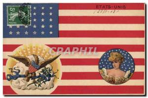 Postcard Old Flag Female United States Eagle