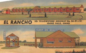 EL RANCHO MOTEL SOUTH YELLOWSTONE HWY IDAHO FALLS IDAHO POSTCARD 1955