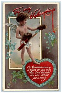 1911 Valentine Angel Heart Flowers Boxing Glove Stockham NE Tuck's Postcard