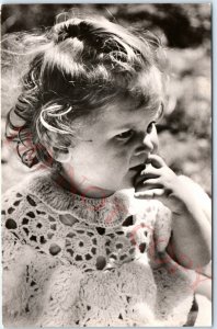 c1960s Cute German Baby Close Up Candid RPPC Linz Mylau Real Photo PC A138