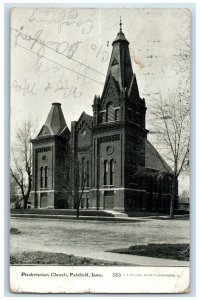 1909 Presbyterian Church Building DIrt Road Fairfield Iowa IA Antique Postcard