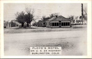 Floyd's Motel on US 24 Highway Burlington CO Postcard PC55