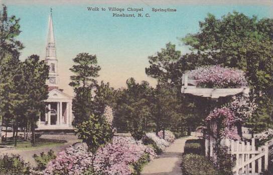 North Carolina Pinehurst Walk To Village Chapel Springtime Albertype