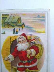 Vintage Christmas Greetings Postcard Santa Claus Series 645 Embossed Original