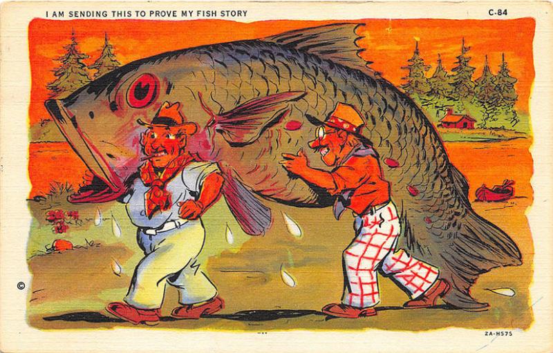 C-84 Ray Walters Comic Postcards Fishing Curt Teich Postcard | Topics ...