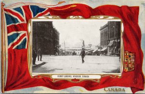 Ferry Landing Windsor Ontario Patriotic Flag Unused Postcard F35