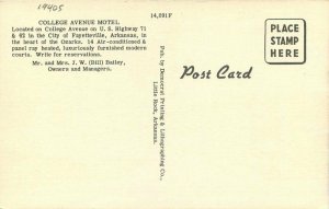 Arkansas Fayetteville College Avenue Motel roadside Democrat Postcard 22-2705