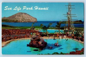 Oahu Hawaii Postcard Leeward Isles Pool Sea Life Park Makapuu Point 1967 Vintage