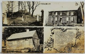 Marietta Ohio RPPC Cemetery, Oldest Bldg, Block House, Memorial Tab Postcard O12