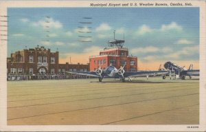 Postcard Municipal Airport and US Weather Bureau Omaha Nebraska NE