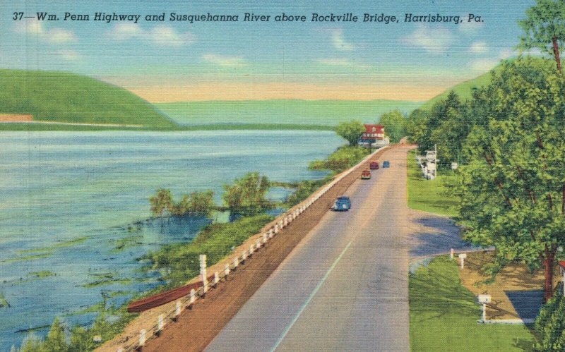USA Pennsylvania Harrisburg Wm Penn Hwy Susquehanna River Rockville Bridge 05.65
