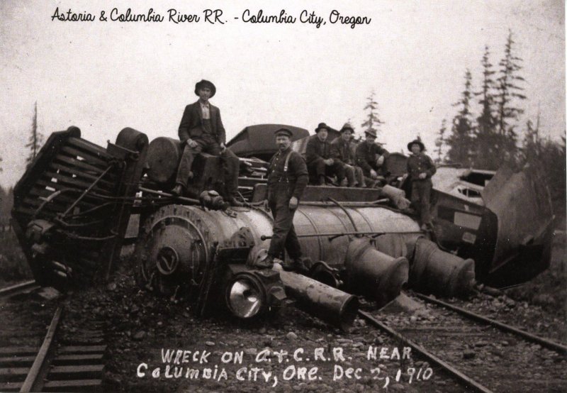 OR - Columbia City. Train Wreck, Dec. 2, 1910. Astoria & Columbia RR (5.75 X...