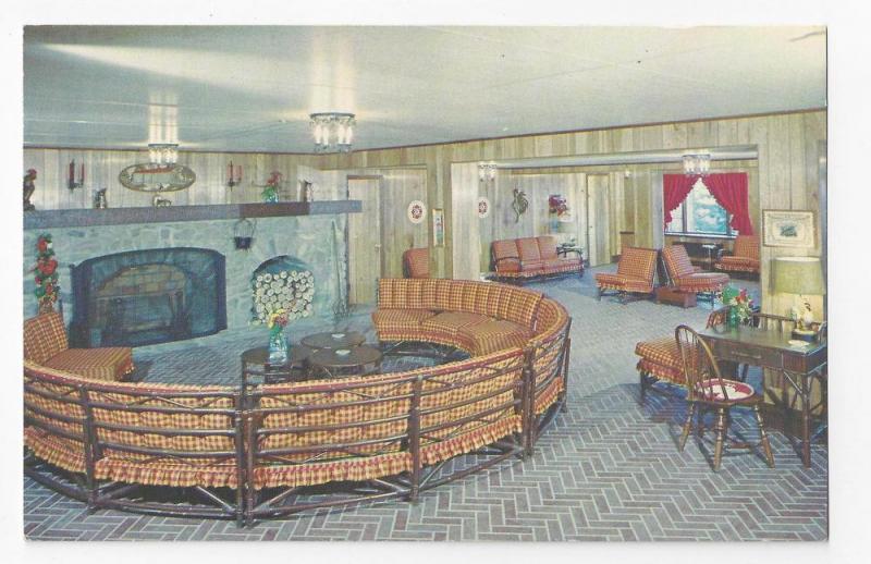 Pocono Manor Inn Lounge Interior PA Vintage Postcard