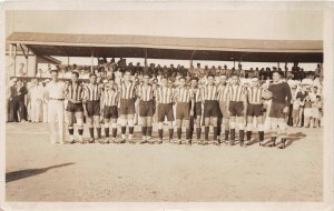 H68/ Interesting RPPC Postcard c1943 Soccer Futbol Aruba Team 115
