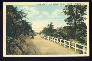 Johnstown-Ebensburg, Pennsylvania/PA Postcard, Old Cars On State Road