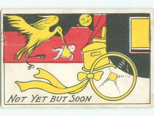 Pre-Linen comic STORK DELIVERING BABY k3684