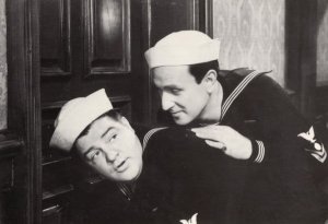 Abbott & Costello Old Sailor Navy Military Uniform Film Photo Postcard