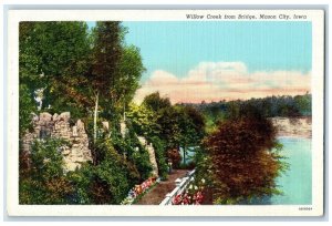 1940 Scenic View Willow Creek Bridge Mason City Iowa IA Vintage Antique Postcard