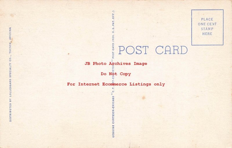 Curt Teich Linen Map Postcard, Arizona Yuma County