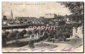 Old Postcard Sable Sur Sarthe General view of the city's Garden