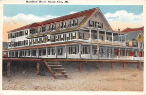 Ocean City Maryland Hamilton Hotel, White Border Vintage Postcard U8154