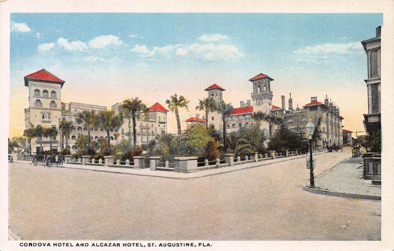 Cordova Hotel and Alcazar Hotel, St. Augustine, Florida, Early Postcard, Unused