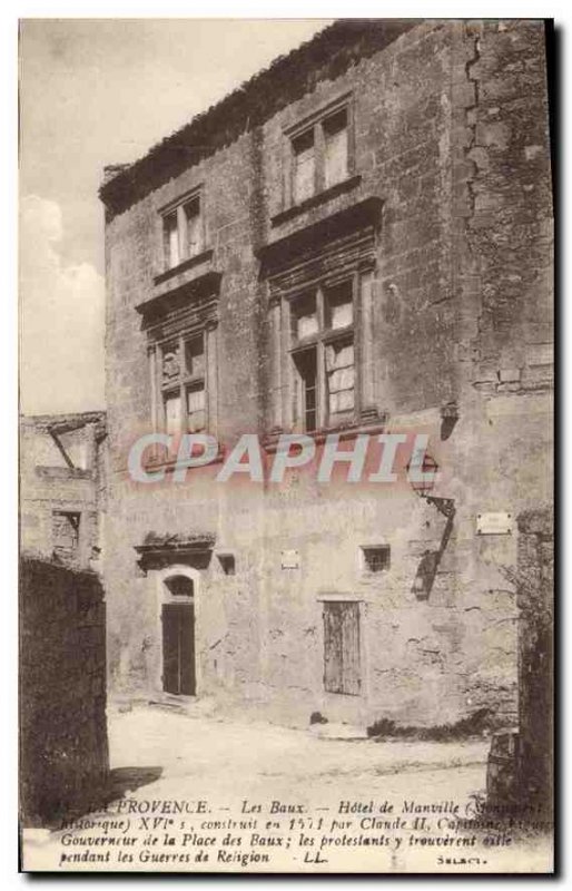 Old Postcard Provence Hotel Les Baux de Manville monument