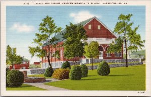 Eastern Mennonite School Harrisonburg VA Chapel Auditorium Linen Postcard H45