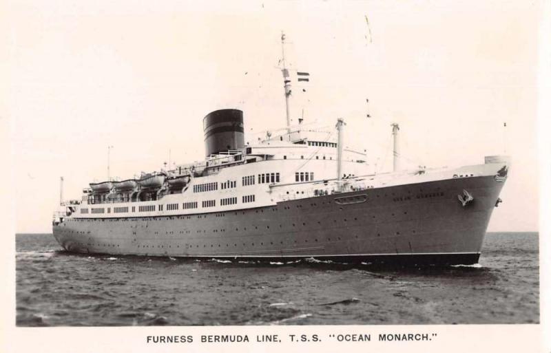 Furness Bermuda Line TSS Ocean Monarch Real Photo Antique Postcard J69493