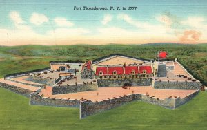 Vintage Postcard 1940's Fort Ticonderoga Before Magazine Tower Blow Up New York