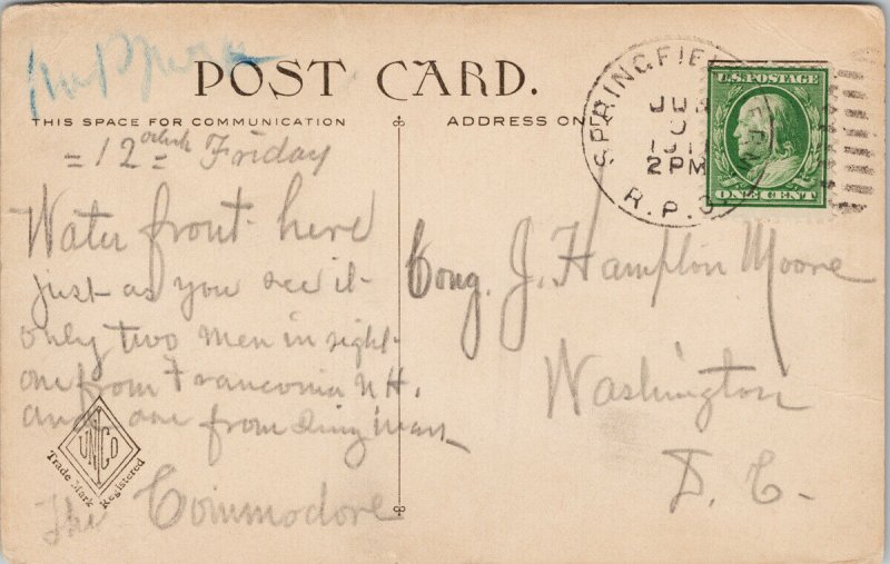 Springfield MA Steamer 'Sylvia' & Water Front c1911 RPO Postcard F28