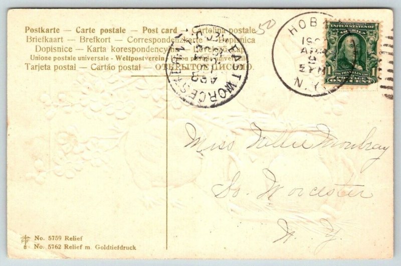 1909  Easter Greetings  Embossed  Postcard