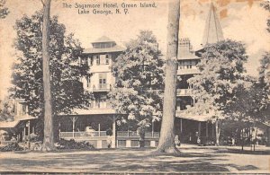 Lake George New York Sagamore Hotel, Exterior, Sepia Tone Lithograph PC U6057