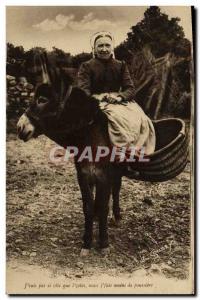 Postcard Old Woman Folklore ane Mule Normandy