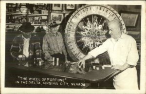 Virginia City NV Wheel of Fortune Gambling Real Photo Postcard xst