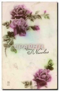 Old Postcard Fantasy Flowers St Nicolas